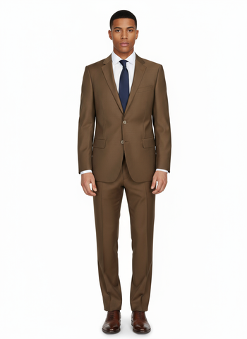 Novello Tobacco, Modern Fit, Pure Wool Suit by Tiglio Luxe - Tobacco