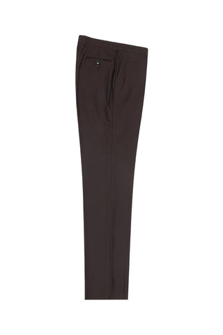 Brown Flat Front Slim Fit Wool Dress Pant 2564 by Tiglio Luxe TIG1003