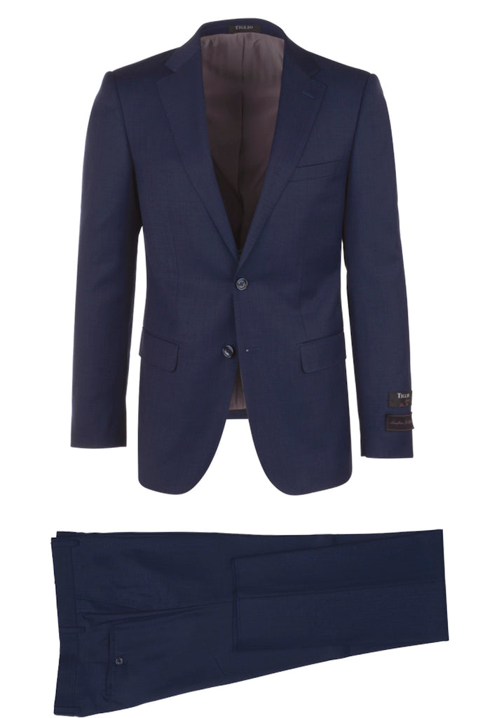 Tiglio Italian Suit - Real Wool Fabric Super 150's Porto Heather Gray, Slim Fit Suit in Color Gray main image 0