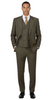 San Giovesse Olive, Pure Wool, Wide Leg Suit & Vest by Tiglio Rosso