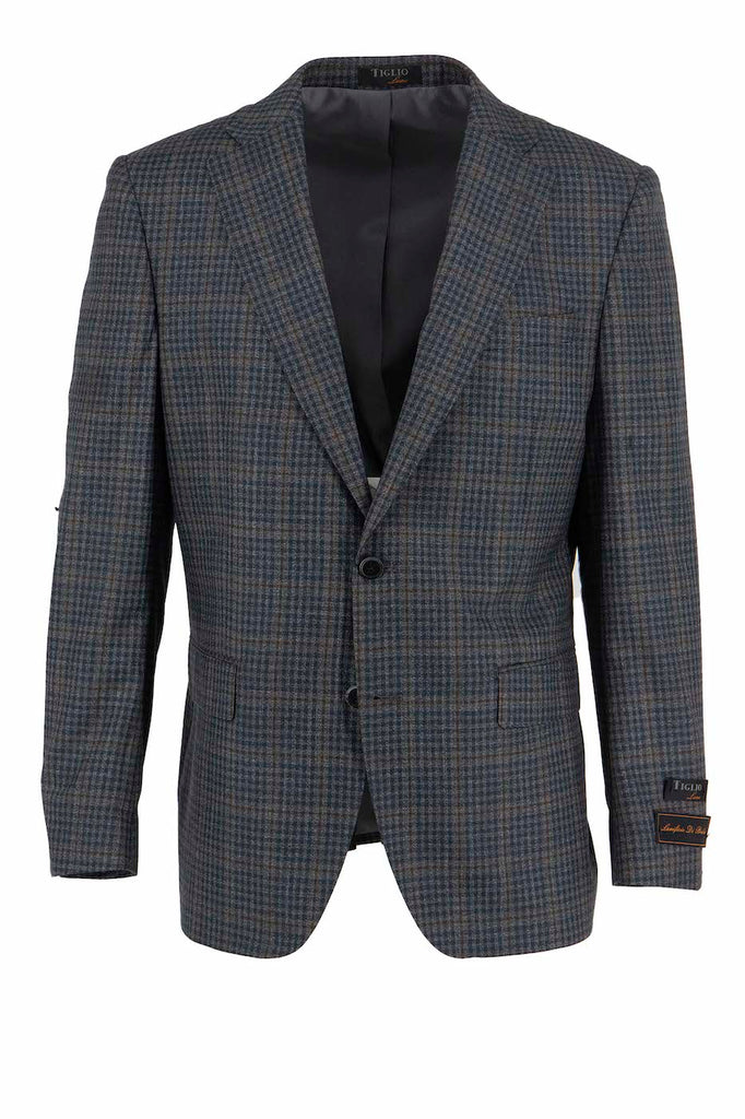 Tiglio Luxe Hunter Green with Black Windowpane Veneto/THP Slim Fit Half Lined, Pure Wool Jacket TL3362 main image 0