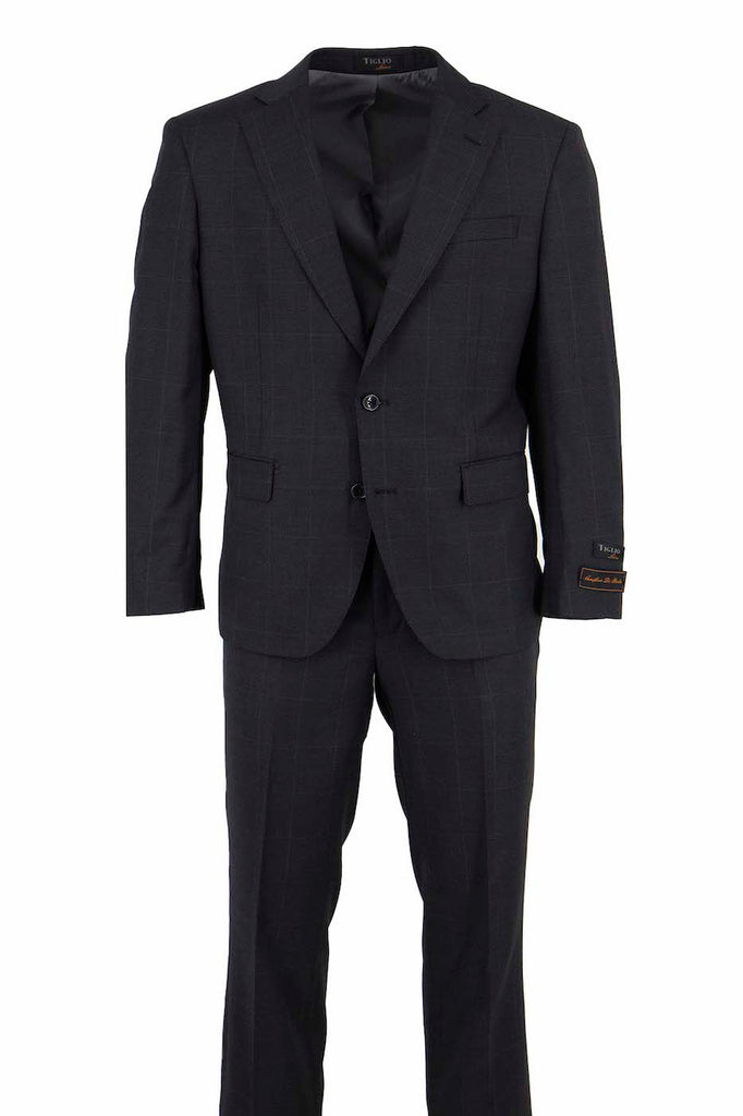 Tiglio Italian Suit - Real Wool Fabric Super 150's Porto Black, Slim Fit Suit in Color Black main image 1