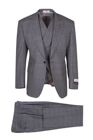 New Rosso, Pure Wool, Wide Leg Suit & Vest by Tiglio Rosso CG5460F332/1