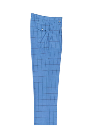 Jean Blue with navy and black windopane, Wide Leg Wool Dress Pant 2586/2576 by Tiglio Luxe CV447754/1