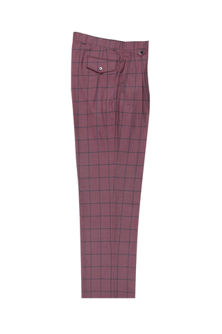 Fuchsia with navy blue windopane, Wide Leg Wool Dress Pant 2586/2576 by Tiglio Luxe CV447754/2