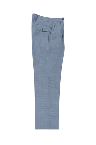 Blue and White Houndstoth Design with purple windopane, Wide Leg Wool Dress Pant 2586/2576 by Tiglio Luxe RB0334/134/9
