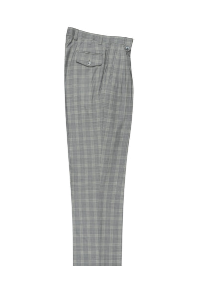 Medium gray with houndstooth design and windowpane, Wide Leg Wool Dress Pant 2586/2576 by Tiglio Luxe RB3891/018/1
