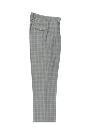 Medium gray with houndstooth design and windowpane, Wide Leg Wool Dress Pant 2586/2576 by Tiglio Luxe RB3891/018/1