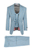Luca Light Blue with Dark Blue and White Plaid, Pure Wool, Wide Leg Suit & Vest by Tiglio Rosso T96307/087/1