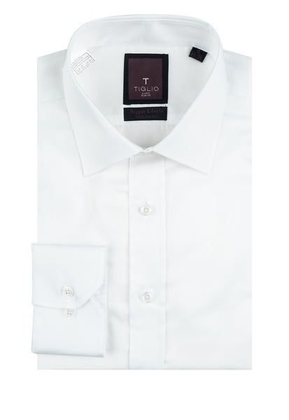 White Slim Fit Shirt, Barrel Cuff, by Tiglio Slim Fit RC TIG3012