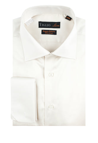 Off White Dress Shirt, French Cuff, by Tiglio Genova FC TIG3015