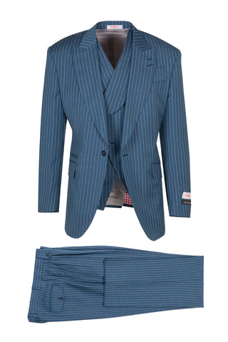 New Rosso, Pure Wool, Wide Leg Suit & Vest by Tiglio Rosso TL2130F/1880/6B