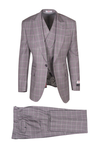 New Rosso, Pure Wool, Wide Leg Suit & Vest by Tiglio Rosso TL4109/6