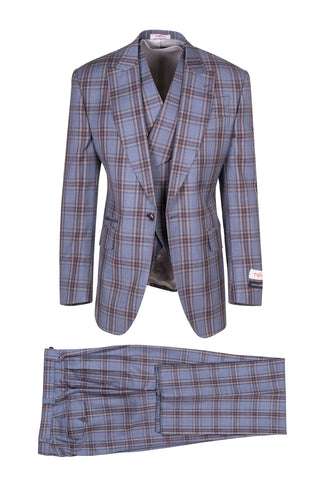 New Rosso, Pure Wool, Wide Leg Suit & Vest by Tiglio Rosso TL4120/2