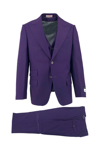 TIG3974 Marbella Semi-Wide Leg, Pure Wool Suit & Vest by Tiglio Rosso