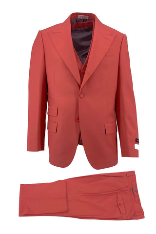 TIG4500/3 Marbella Semi-Wide Leg, Pure Wool Suit & Vest by Tiglio Rosso