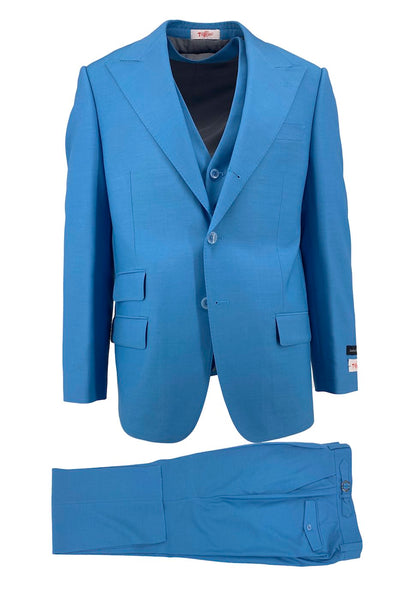 TIG4504/8 Marbella Semi-Wide Leg, Pure Wool Suit & Vest by Tiglio Rosso