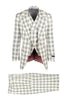 New Rosso Offwhite with Black Windowpane, Pure Wool, Wide Leg Suit & Vest by Tiglio Rosso V986.436/1