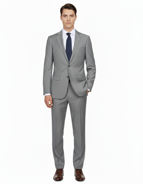 Porto Heather gray, Slim Fit, Pure Wool Suit by Tiglio Luxe - E09063/26