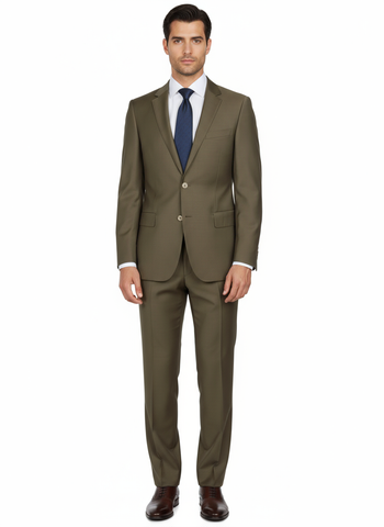 Novello Olive, Modern Fit, Pure Wool Suit by Tiglio Luxe - Olive