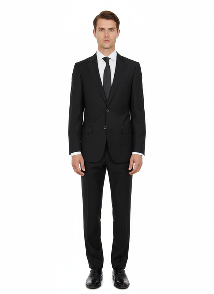 Porto Black, Slim Fit, Pure Wool Suit by Tiglio Luxe TIG1001