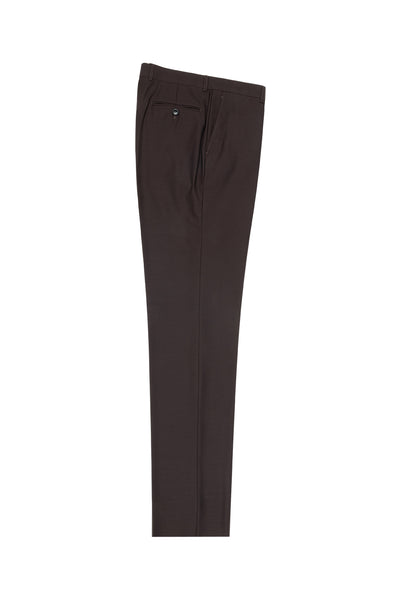 Brown Flat Front Slim Fit Wool Dress Pant 2564 by Tiglio Luxe TIG1003