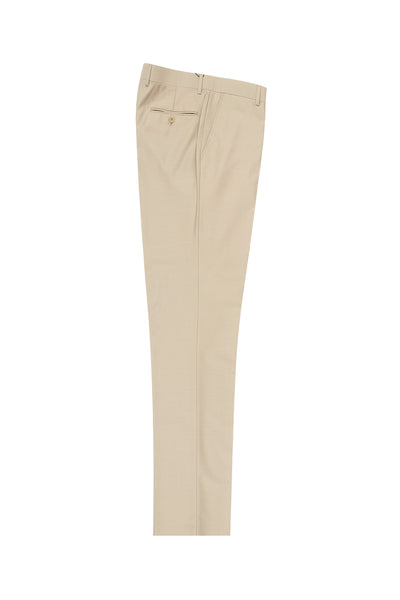 Tan Flat Front Slim Fit Wool Dress Pant 2564 by Tiglio Luxe TIG1004