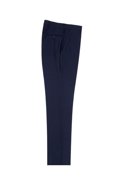 New Blue Flat Front Slim Fit Wool Dress Pant 2564 by Tiglio Luxe TIG1036