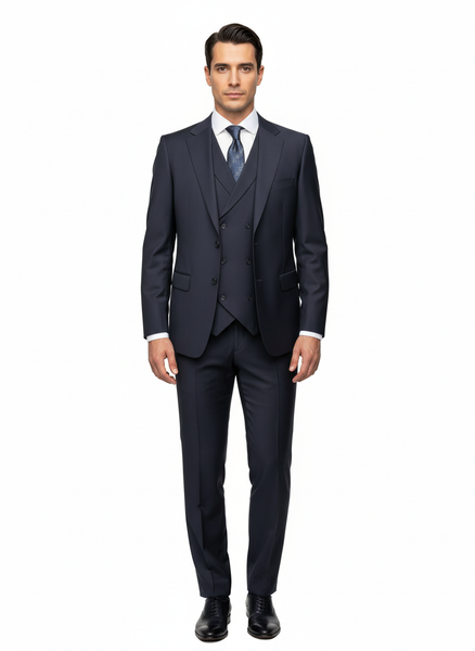 Porto Slim Fit, Pure Wool Suit & Vest by Tiglio Luxe TIG1036