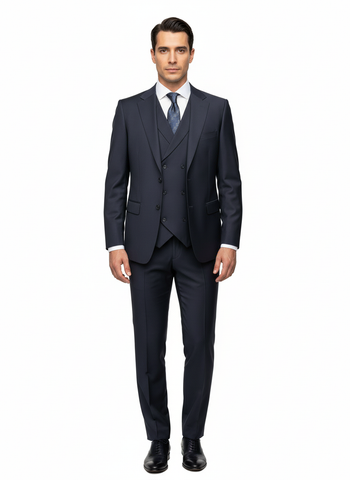 Porto Slim Fit, Pure Wool Suit & Vest by Tiglio Luxe TIG1036