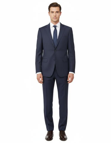 Novello Blue Birdseye, Modern Fit, Pure Wool Suit by Tiglio Luxe IDM7018/9