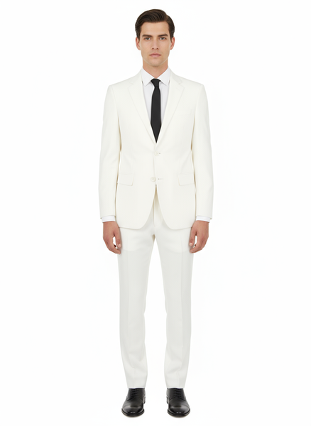 Novello Off-white, Modern Fit, Pure Wool Suit by Tiglio Luxe OFFWHITE