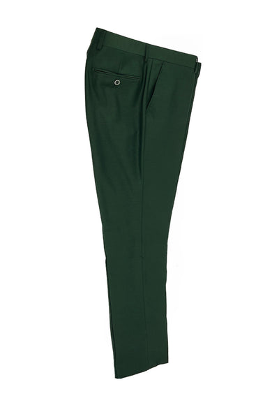 Forest Green Flat Front Slim Fit Wool Dress Pant 2564 by Tiglio Luxe TIG4186