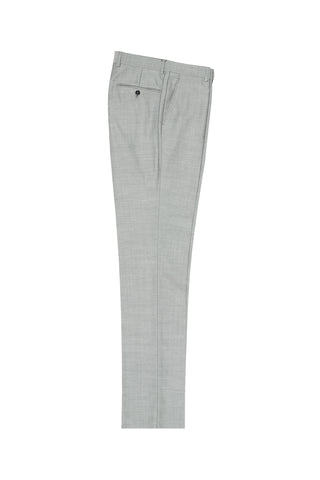Light Gray Herringbone Flat Front Wool Dress Pant 2560 by Tiglio Luxe 12A005