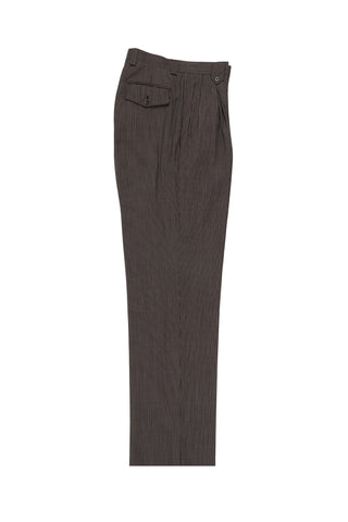 Brown with White Mini-Stripes Wide Leg, Wool Dress Pant 2586/2576 by Tiglio Luxe 2270/7/11