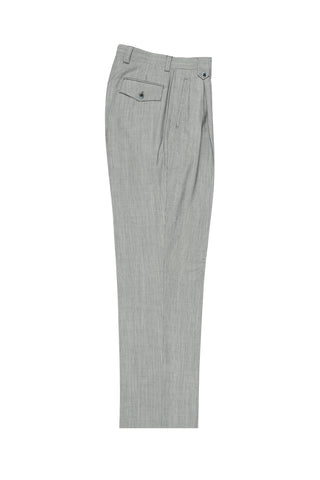 Feather Gray with White Mini-Stripes Wide Leg, Wool Dress Pant 2586/2576 by Tiglio Luxe 2270/7/004
