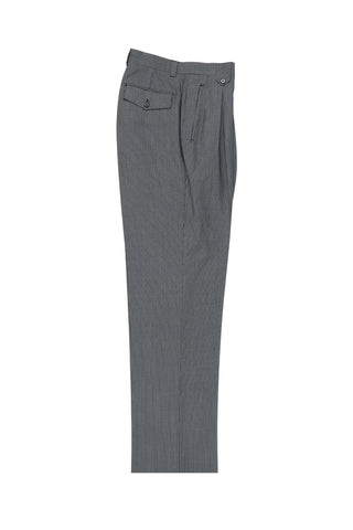 Slate Blue with White Mini-Stripes Wide Leg, Wool Dress Pant 2586/2576 by Tiglio Luxe 2270/7/005