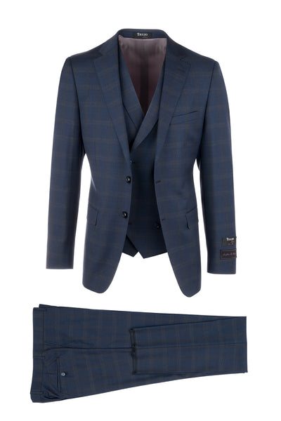Porto Slim Fit, Pure Wool Suit & Vest by Tiglio Luxe 50F16/288/2