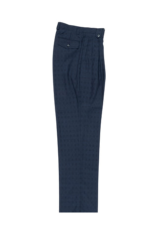 Navy Blue Jacquard Wide Leg, Wool Dress Pant 2586/2576 by Tiglio Luxe 86.5132/3
