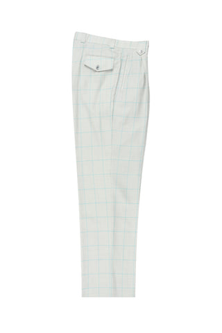 Bone color with mint green windopane, Wide Leg Wool Dress Pant 2586/2576 by Tiglio Luxe CQ207/27/1