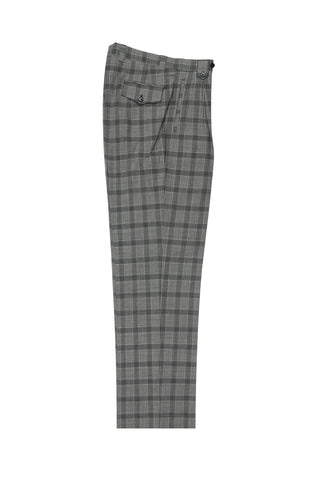 Gray with black check, Wide Leg Wool Dress Pant 2586/2576 by Tiglio Luxe LV734.7764/400