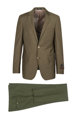 Novello Olive, Modern Fit, Pure Wool Suit by Tiglio Luxe - Olive