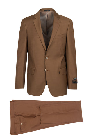 Novello Tobacco, Modern Fit, Pure Wool Suit by Tiglio Luxe - Tobacco