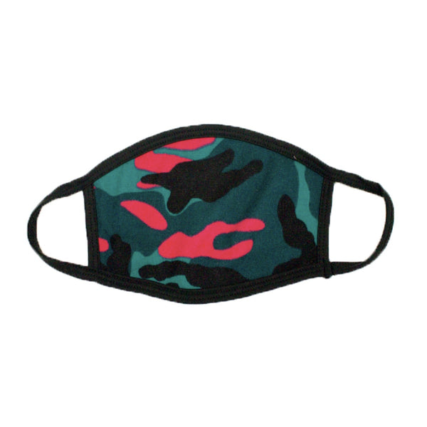 Sea Green and Pink Camouflage Face Mask
