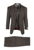 San Giovesse Brown Plaid/Windopane, Pure Wool, Wide Leg Suit & Vest by Tiglio Rosso R7401/2