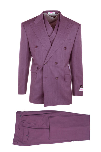 EST Raspberry, Pure Wool, Wide Leg Suit & Vest by Tiglio Rosso R899611/4504