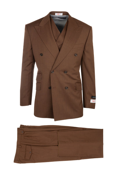 EST Saddle Brown, Pure Wool, Wide Leg Suit & Vest by Tiglio Rosso R899612/4503