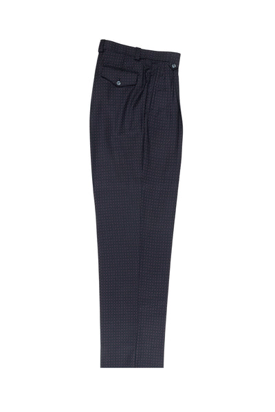 Black, Cream and Punch Micro-Design Wide Leg, Wool Dress Pant 2586/2576 by Tiglio Luxe RF1047/2