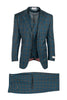 Portofino Gray with Light and Medium Blue Plaid Pattern Pure Wool, Wide Leg Suit & Vest by Tiglio Rosso RS2637/5