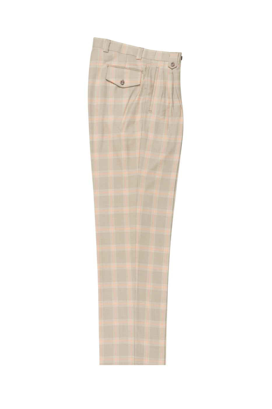 Tan with orange windowpane, Wide Leg Wool Dress Pant 2586/2576 by